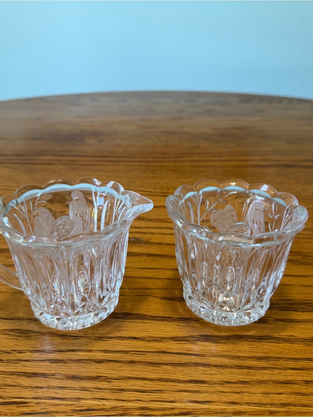 Vtg European Collection 24% Lead Crystal Frosted/etched Bird Sugar & Creamer - Picture 5 of 9